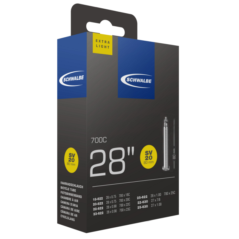 Chambre à air Extra Light 700 Presta 80mm (SV20) - SCHWALBE