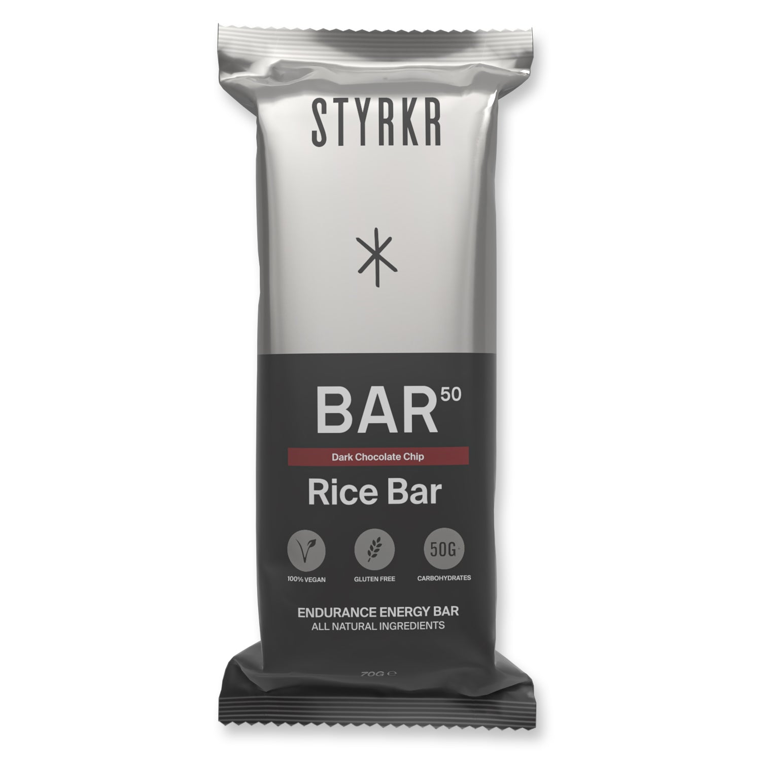 Barre Énergétique STYRKR BAR50 – Chocolat Noir – 70g – 50g de Glucides – Vegan & Sans Gluten