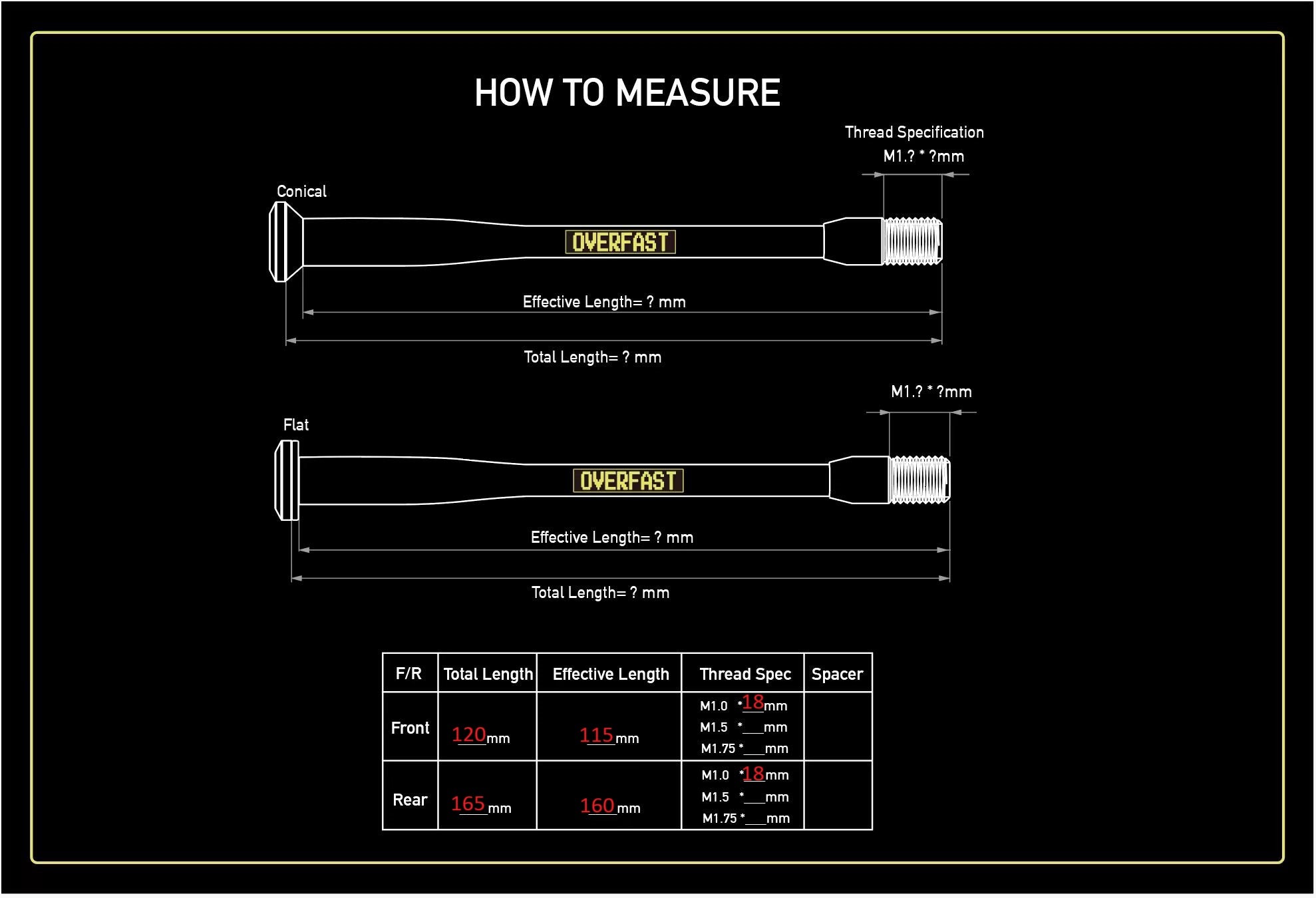 Ultralight Thru Axles SUR MESURE - OVERFAST