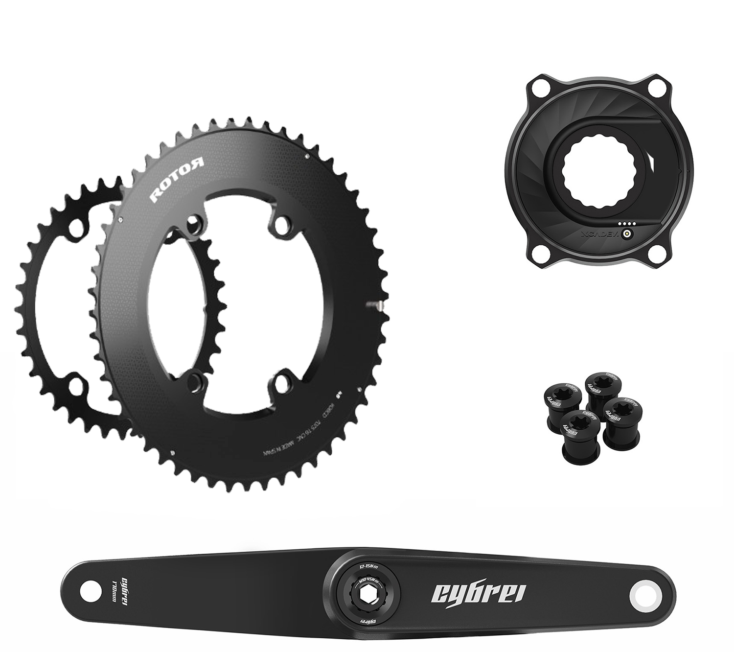 Pédalier Carbone CYBREI avec Capteur de Puissance Intégré XCADEY Plateaux ROTOR AXS