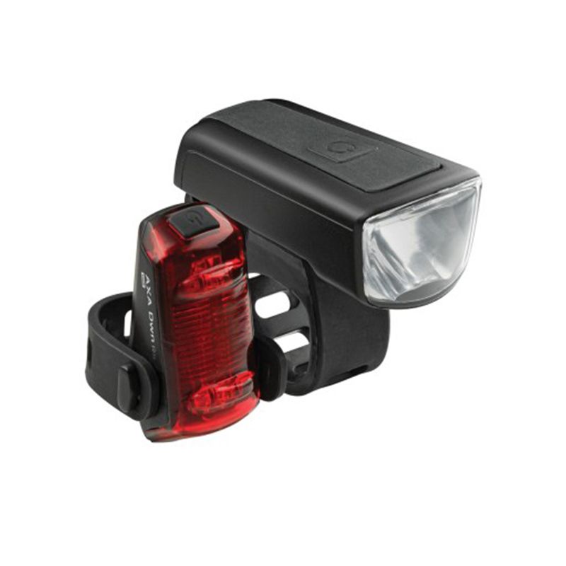Axa Dwn 50 + Dwn Rear USB - C avec feu stop – Kit d’éclairages vélo noir - Peloton GP
