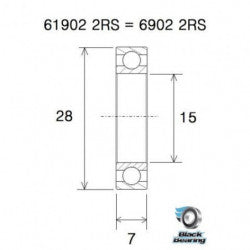 Roulement à billes B3 INOX - 61902-2RS / 6902-2RS - BLACKBEARING