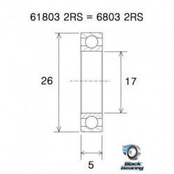 Roulement à Billes B3 61803-2RS / 6803-2RS BLACKBEARING