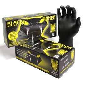 BLACK MAMBA Black Nitrile Disposable Gloves – Black (Box of 100) - Peloton GP