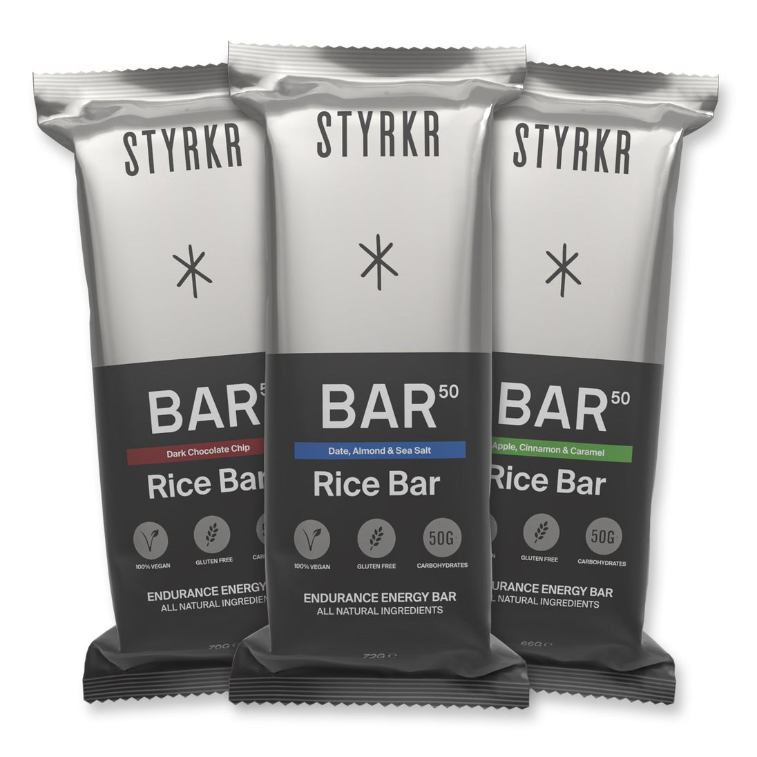 Boîte de 12 Barres Énergétiques STYRKR BAR50 – Mix 3 Parfums – 12 x 72g – Vegan & Sans Gluten - Peloton GP