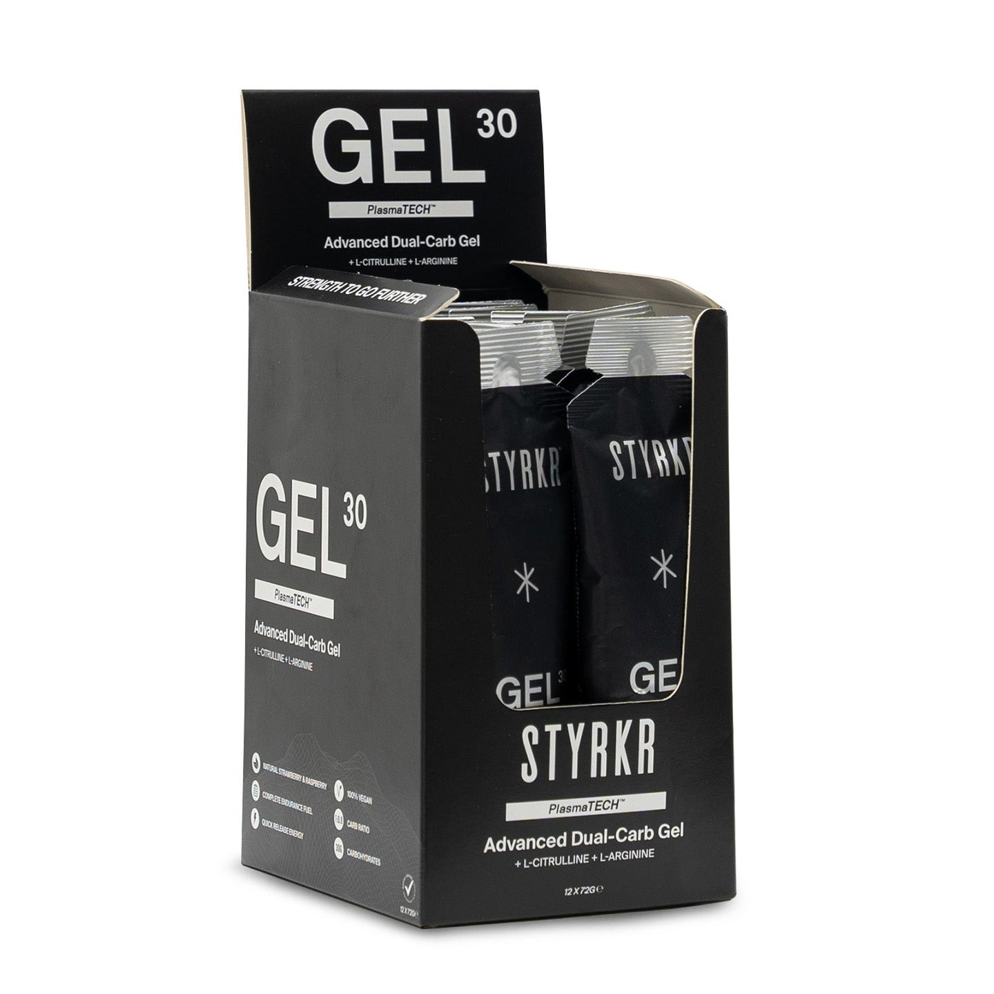 Boite de 12 Gels Énergétique STYRKR GEL30 – L - Citrulline & L - Arginine - Peloton GP