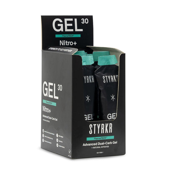 Boite de 12 Gels Énergétique STYRKR GEL30 NITRO+ - Peloton GP
