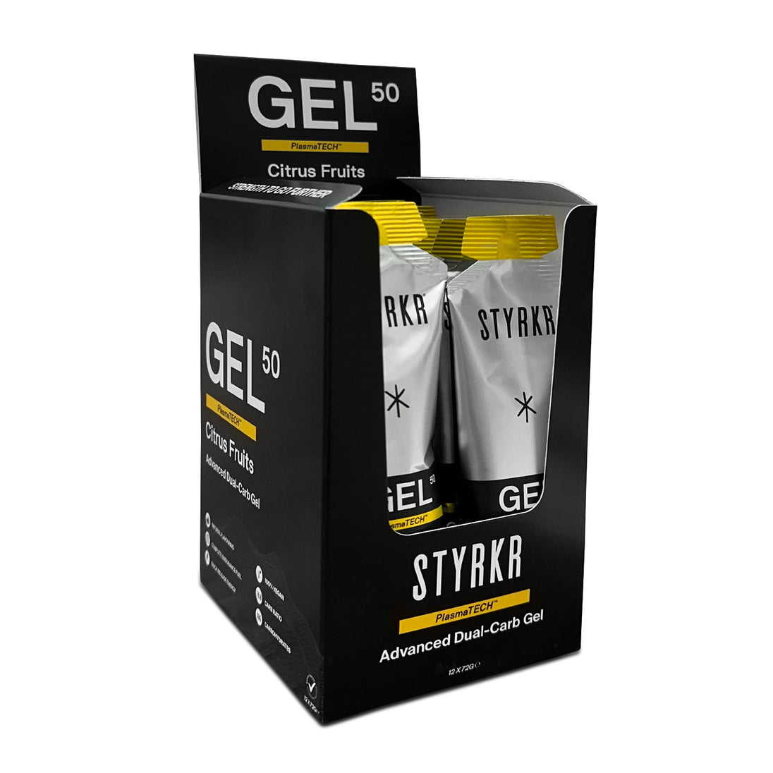 Boite de 12 Gels Énergétique STYRKR GEL50 – Agrumes - Peloton GP