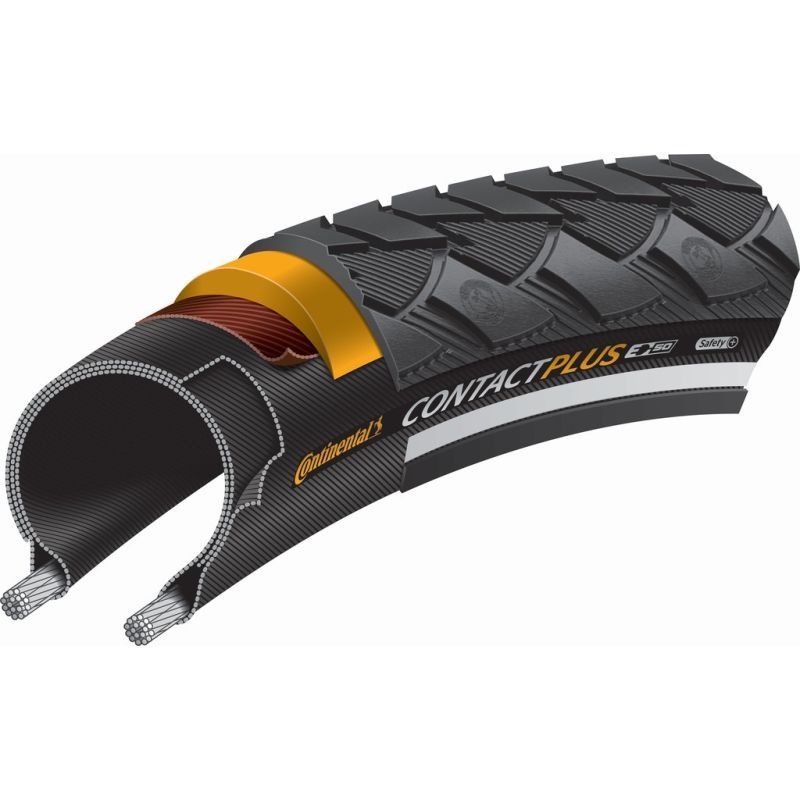 CONTINENTAL Pneu Contact Plus 650x50B (42 - 584) Rigide Noir Réfléchissant - Peloton GP