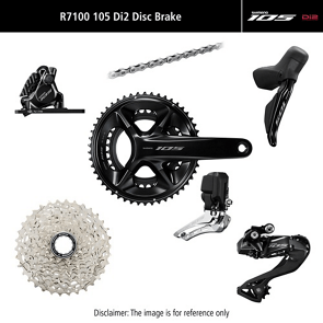 Groupe complet 105 DI2 R7100 Disc - SHIMANO - Peloton GP