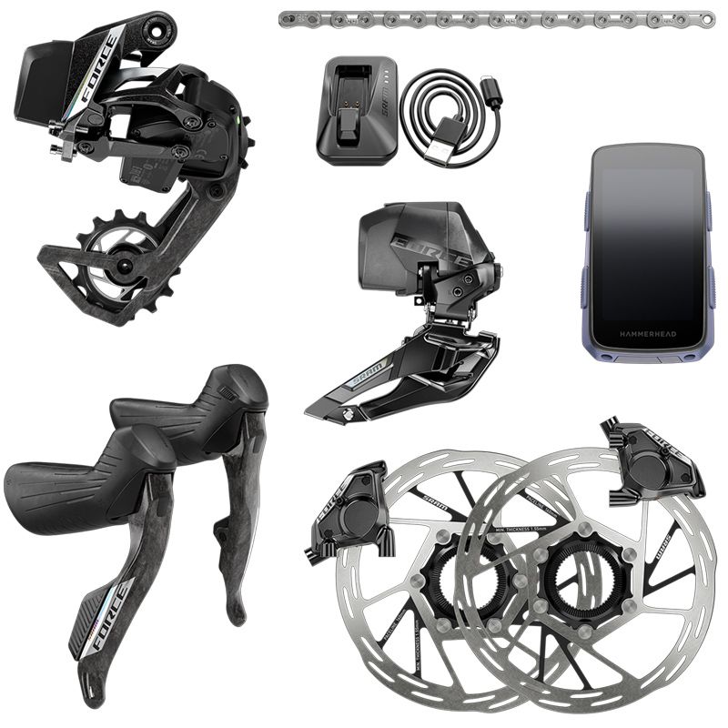 GROUPE ÉLECTRONIQUE SRAM FORCE AXS 2X E1 – AVEC HAMMERHEAD KAROO – DISQUES 160 MM – COMPLET - Peloton GP