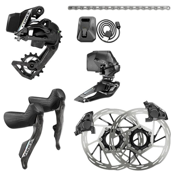 GROUPE ÉLECTRONIQUE SRAM FORCE AXS 2X E1 – COMPLET HYDRAULIQUE – DISQUES 160 MM - Peloton GP