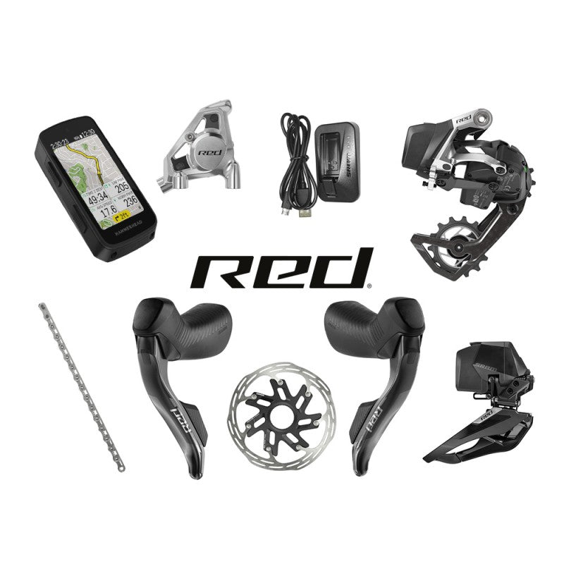 Groupe Route RED AXS + Compteur - GPS HammerHead Karoo - SRAM - Peloton GP