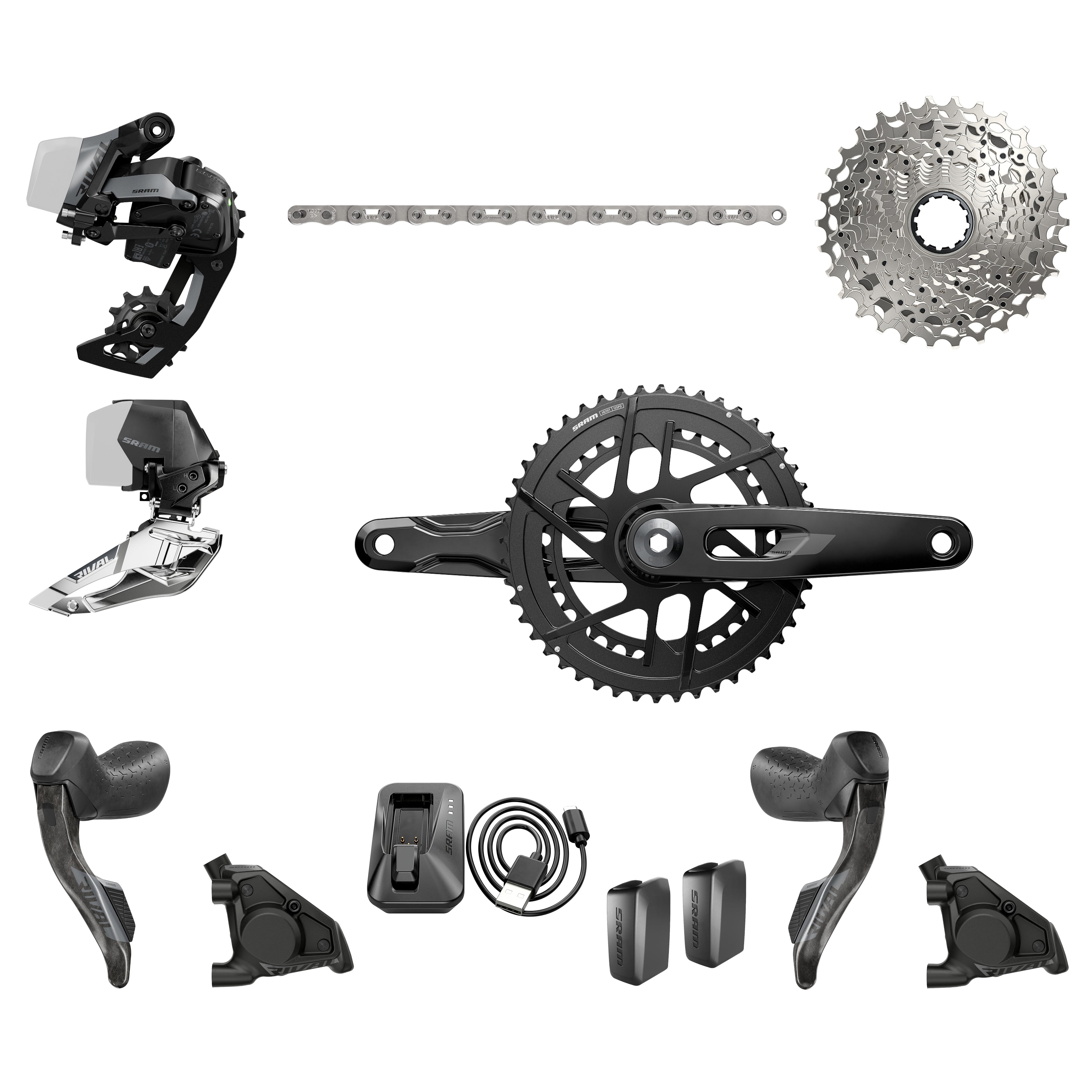 SRAM Groupe Complet RIVAL E1 AXS 2x12V Avec Pédalier RIVAL D1