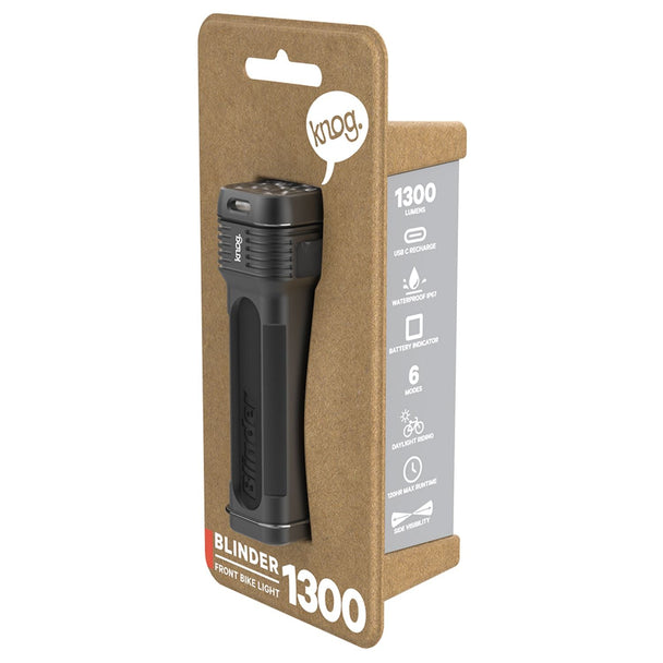 KNOG Blinder Pro 1300 – Éclairage Avant Vélo – 1300 Lumens – USB - C – IP67 - Peloton GP