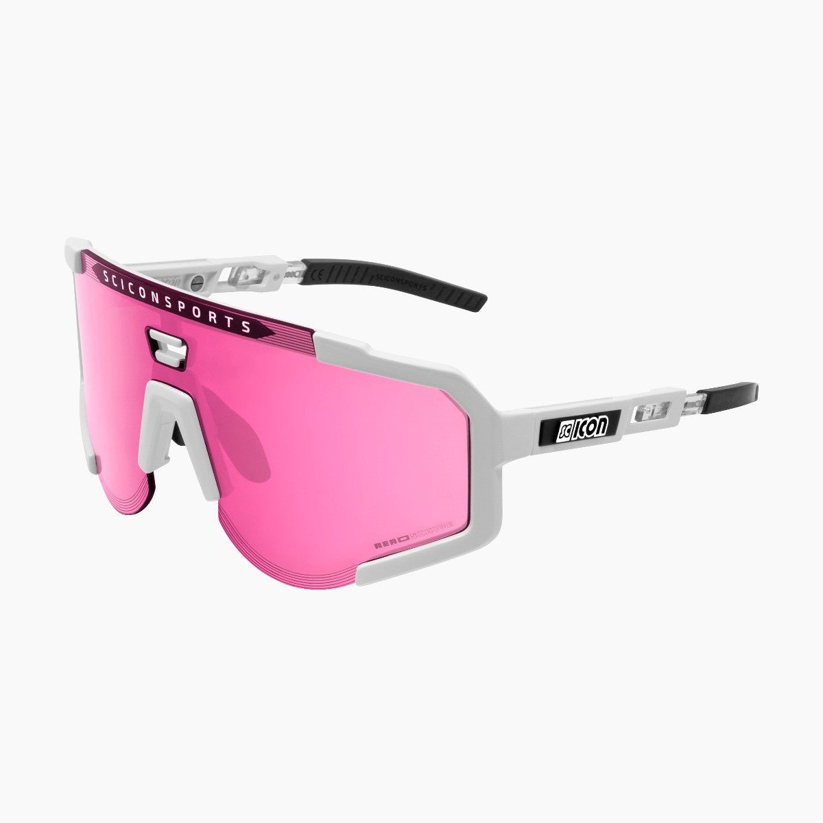 Lunettes AEROSCOPE Blanc Brillant / Rose - Scicon - Peloton GP