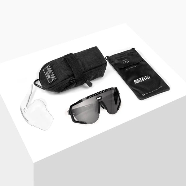Lunettes AEROSCOPE Noir Brillant / Argent Miroir - Scicon - Peloton GP