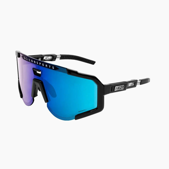 Lunettes AEROSCOPE Noir Brillant / Bleu Miroir - Scicon - Peloton GP