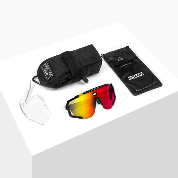 Lunettes AEROSCOPE Noir Brillant / Rouge Miroir - Scicon - Peloton GP