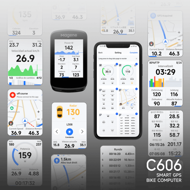 Magene C606 – GPS Vélo Tactile Grand Écran 2,8" - Peloton GP