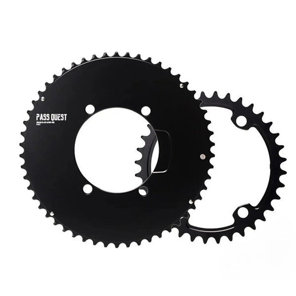 Pass Quest Plateau Aero Double X110BCD 2X pour Shimano 11/12V – Noir - Peloton GP