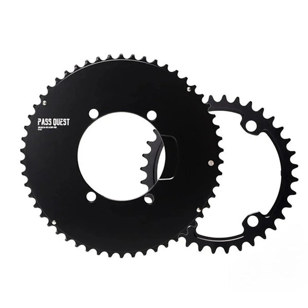 Pass Quest Plateau Aero Double X110BCD 2X pour Shimano 11/12V – Noir - Peloton GP