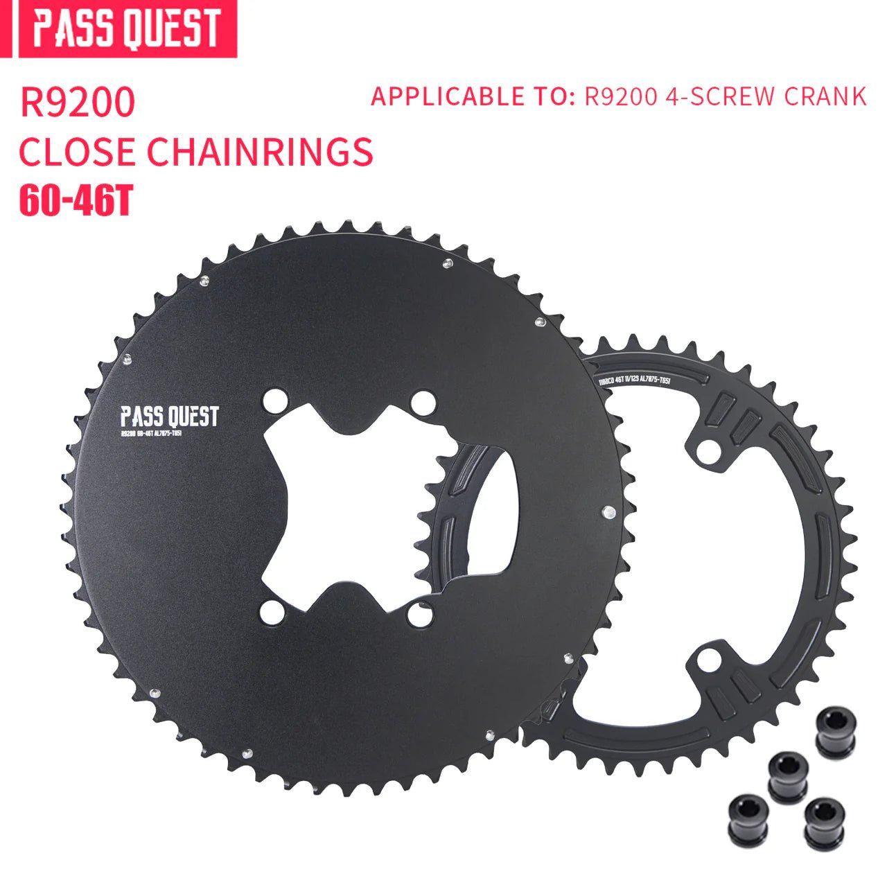 PASSQUEST Plateau AERO PLEIN 2X R9200 R8100 110BCD SHIMANO 12V – Noir - Peloton GP