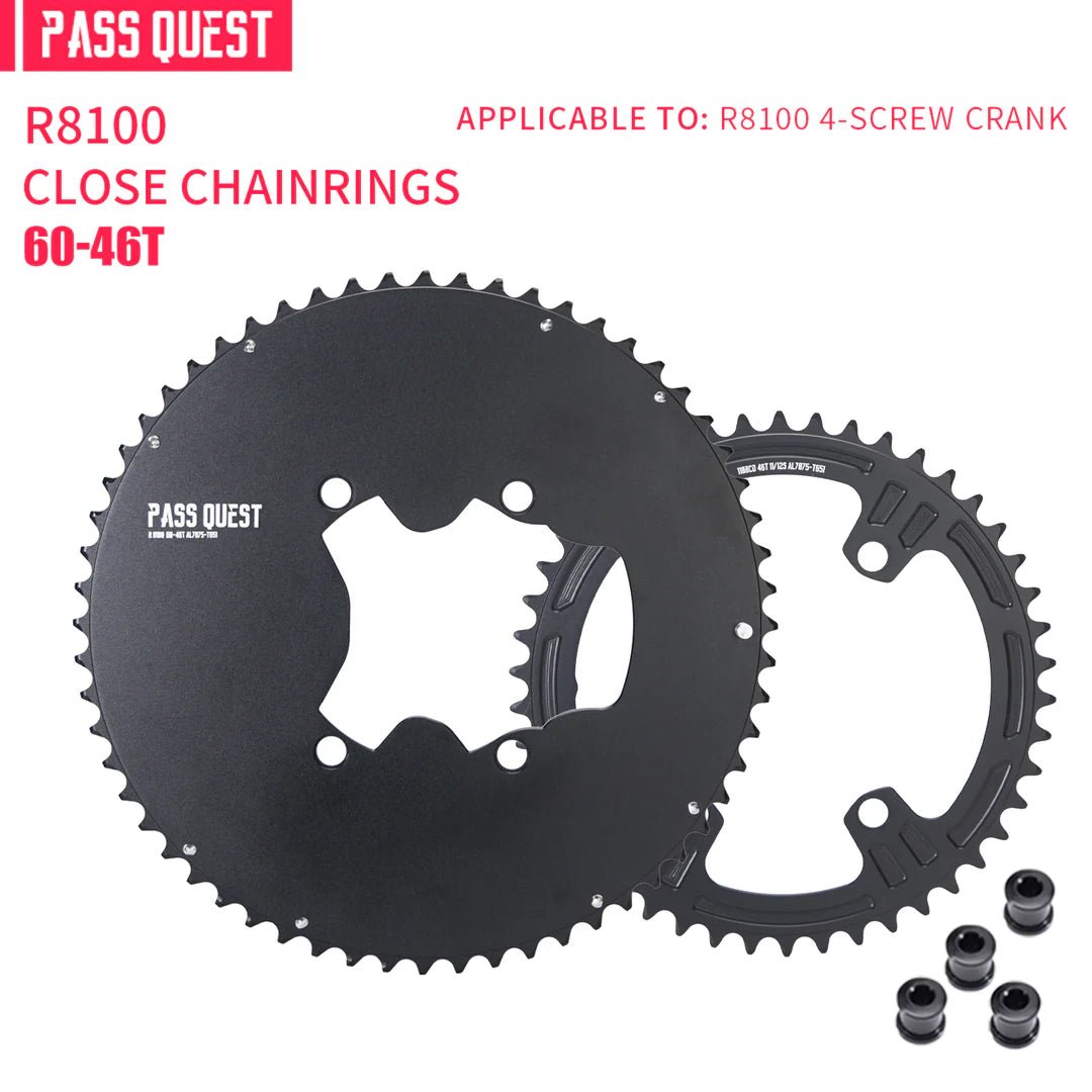 PASSQUEST Plateau AERO PLEIN 2X R9200 R8100 110BCD SHIMANO 12V – Noir - Peloton GP