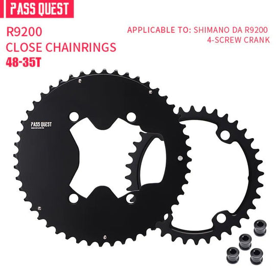 PASSQUEST Plateau AERO PLEIN 2X R9200 R8100 110BCD SHIMANO 12V – Noir - Peloton GP