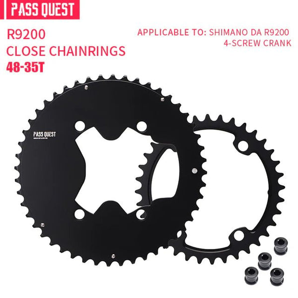 PASSQUEST Plateau AERO PLEIN 2X R9200 R8100 110BCD SHIMANO 12V – Noir - Peloton GP