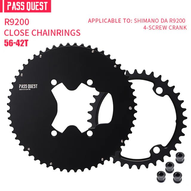 PASSQUEST Plateau AERO PLEIN 2X R9200 R8100 110BCD SHIMANO 12V – Noir - Peloton GP