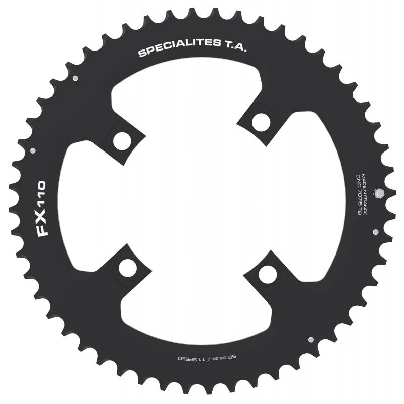 Plateau TA FX110 Extérieur – 110 mm – Aluminium 7075 T6 – 10/11V – Noir - Peloton GP