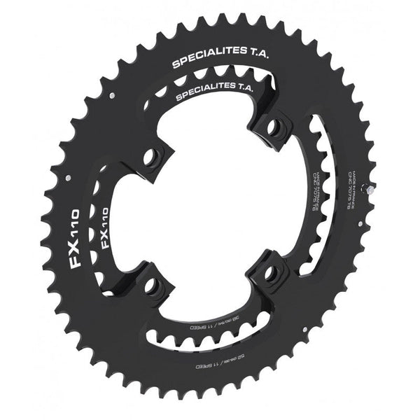 Plateau TA FX110 Extérieur – 110 mm – Aluminium 7075 T6 – 10/11V – Noir - Peloton GP