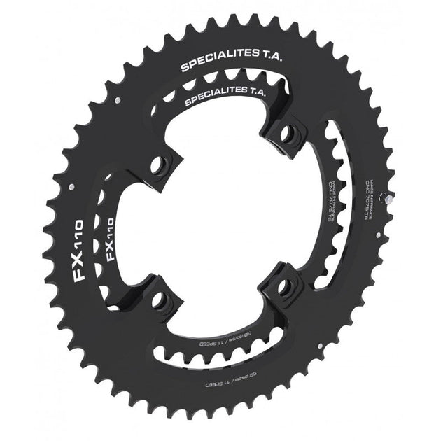 Plateau TA FX110 Extérieur – 110 mm – Aluminium 7075 T6 – 10/11V – Noir - Peloton GP