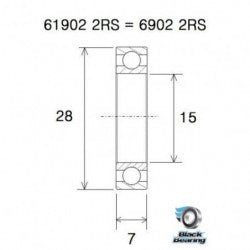 Roulement à billes B3 61902 - 2RS / 6902 - 2RS - BLACKBEARING - Peloton GP
