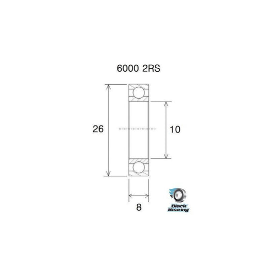 Roulement à billes B3 inox 6000 - 2RS - BLACKBEARING - Peloton GP