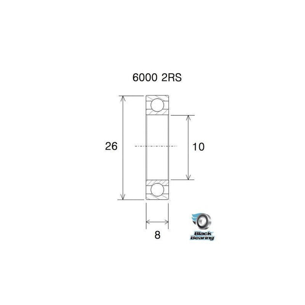 Roulement à billes B3 inox 6000 - 2RS - BLACKBEARING - Peloton GP