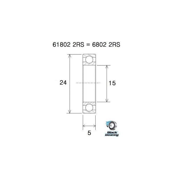 Roulement à billes B5 INOX 61802 - 2RS / 6802 - 2RS - BLACKBEARING - Peloton GP