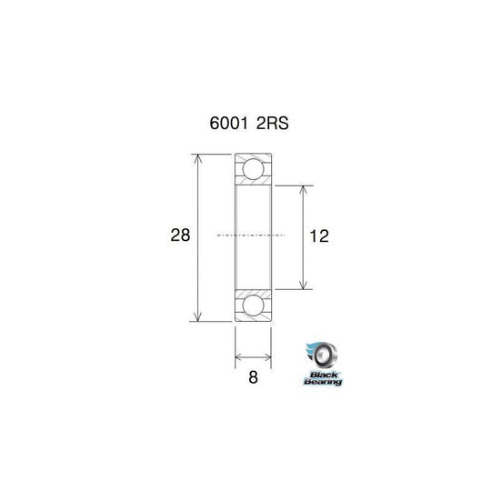 Roulement BLACKBEARING B3 – 6001 - 2RS – 12x28x8 mm - Peloton GP