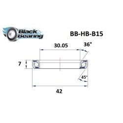 Roulement de direction B15 30.05 x 42 x 7 mm 36/45° - BLACKBEARING - Peloton GP