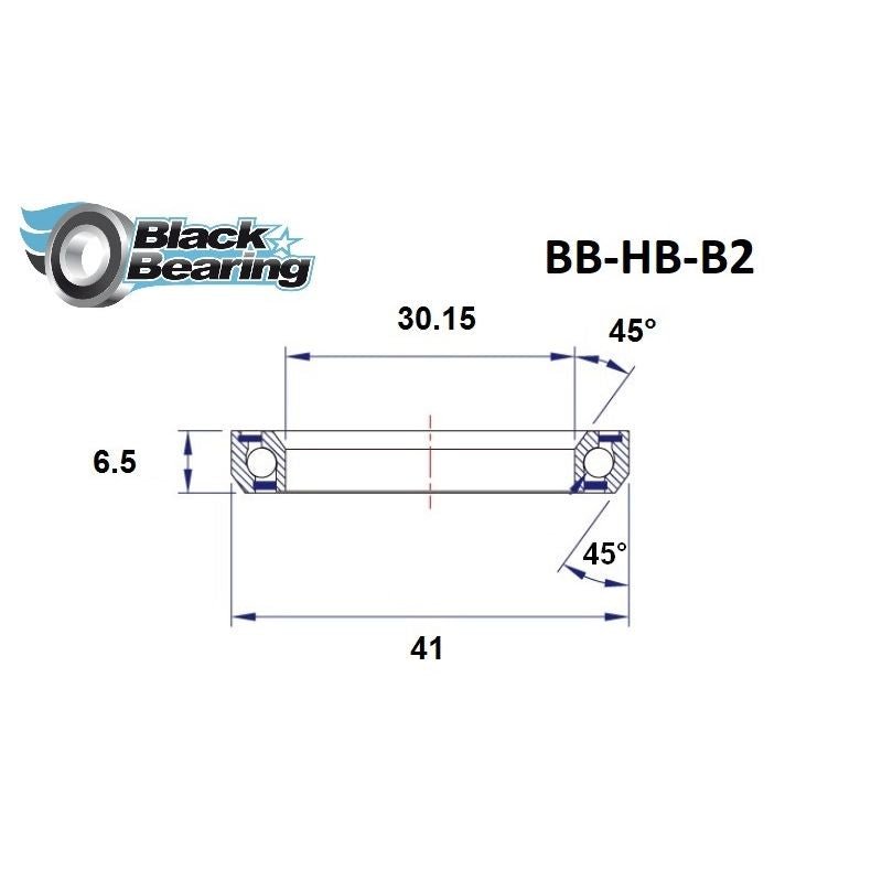 Roulement de direction B2 30.15 X 41 X 6.5 MM 45/45° - BLACKBEARING - Peloton GP
