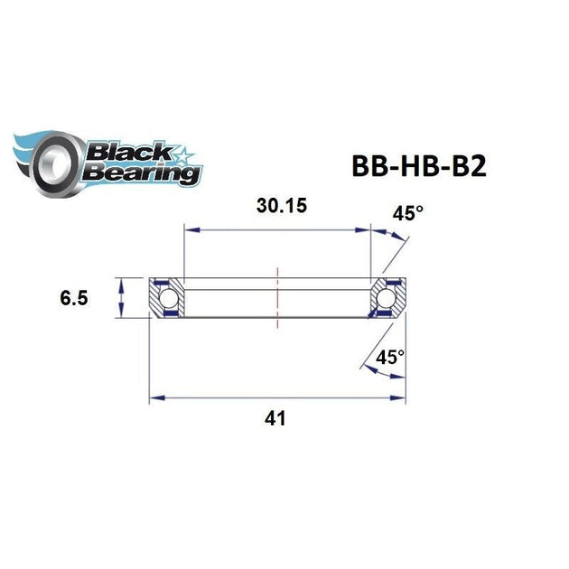Roulement de direction B2 30.15 X 41 X 6.5 MM 45/45° - BLACKBEARING - Peloton GP