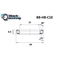 Roulement de direction C10 37 X 49 X 6.5 MM 36/45° - BLACKBEARING - Peloton GP