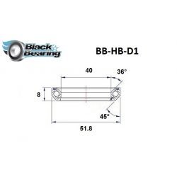 Roulement de direction D1 40 X 51.8 X 8 MM 36/45° - BLACKBEARING - Peloton GP