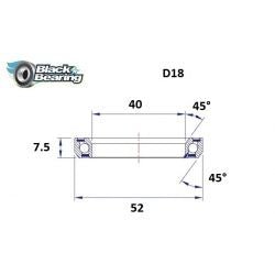 Roulement de directionD18 40 X 52 X 7.5MM 45/45° - BLACKBEARING - Peloton GP