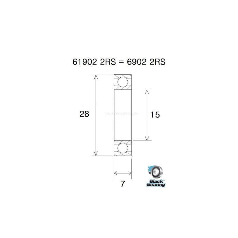 Roulement Inox BLACKBEARING B5 – 61902 - 2RS / 6902 - 2RS – 15x28x7 mm - Peloton GP