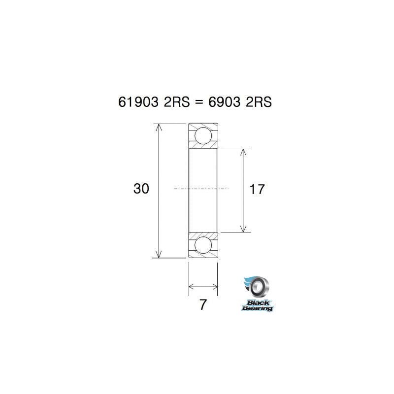 Roulement Inox BLACKBEARING B5 – 61903 - 2RS / 6903 - 2RS – 17x30x7 mm - Peloton GP