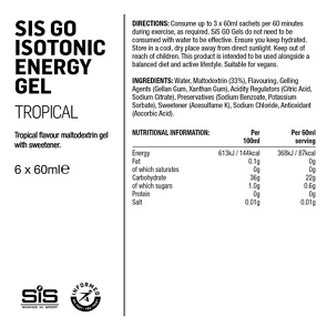 SIS GO ENERGY ISOTONIC GEL – PACK 6 X 60 ML – SAVEUR TROPICAL - Peloton GP
