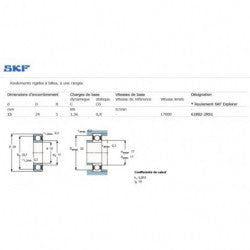 Roulement à billes 61802-2RS1 / 6802-2RS1 - SKF