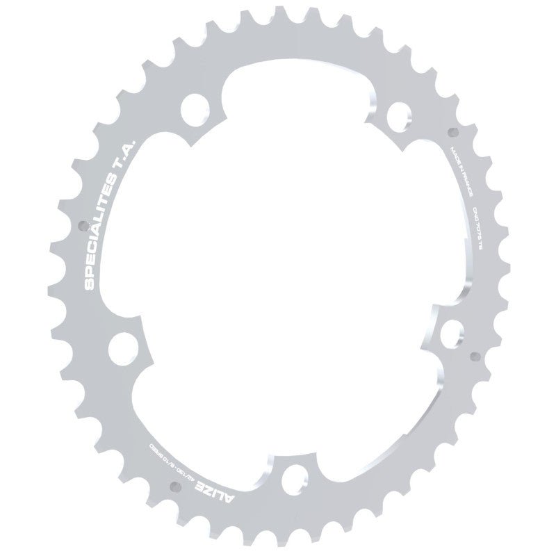 TA Plateau Route Alizé Intermédiaire – 130 mm – 9/10V – Argent - Peloton GP